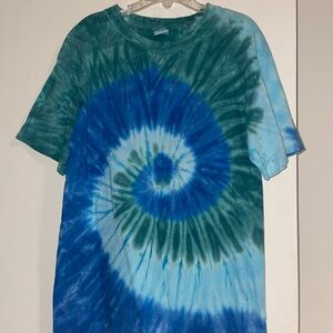 Blue and Green Tie-Dye Kids Short Sleeve Tee